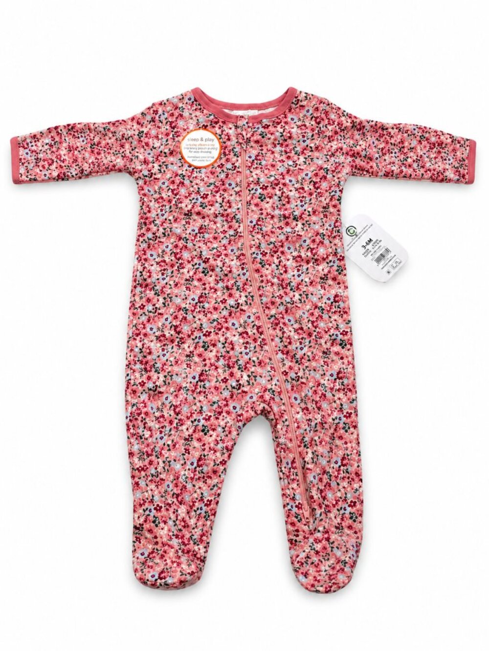 Wonder Nation Floral Zip Footed Sleeper Pajamas 3-6M Organic Cotton NWT